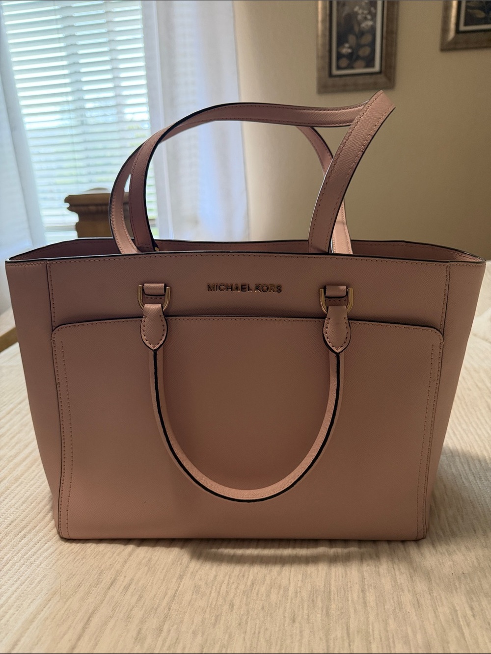 Michael Kors Dusty Pink Leather Tote with Gold Logo